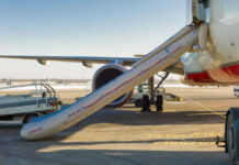 Billion-Dollar Airport FAIL – Who Let This Happen? Airplane emergency slide deployed on airport tarmac