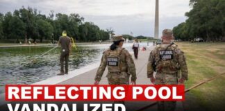 Vandals Target Lincoln Memorial Reflecting Pool As Security Surges