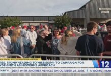 Crowds gather in Corinth ahead of Trump’s visit Monday